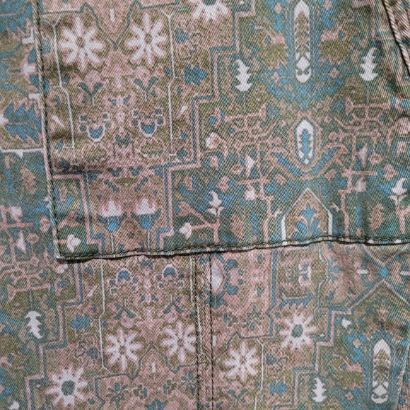 Anthropologie Size 27 Patterned‎ Skinny Pants Green Blue Brown Stretchy - Picture 2 of 5